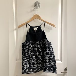 Anthropologie HD in Paris Savane Embroidered Black Tank Safari Quilted | Size S